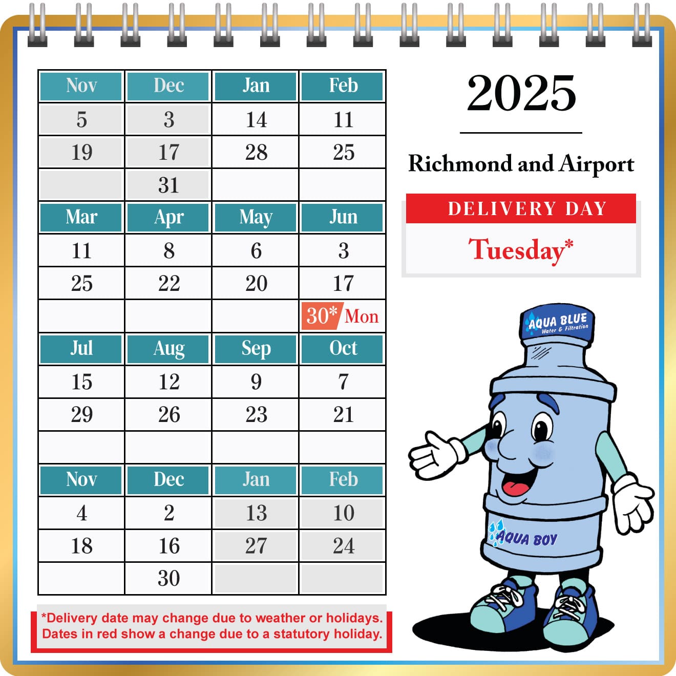 Richmond & YVR Airport water delivery